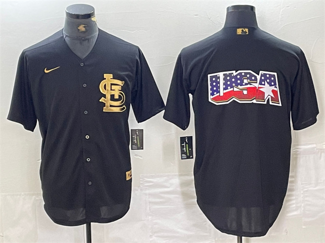 Men's St. Louis Cardinals Black Team Big Logo Cool Base Stitched Jersey Men's St. Louis Cardinals Black Team Big Logo Cool Base Stitched Jersey